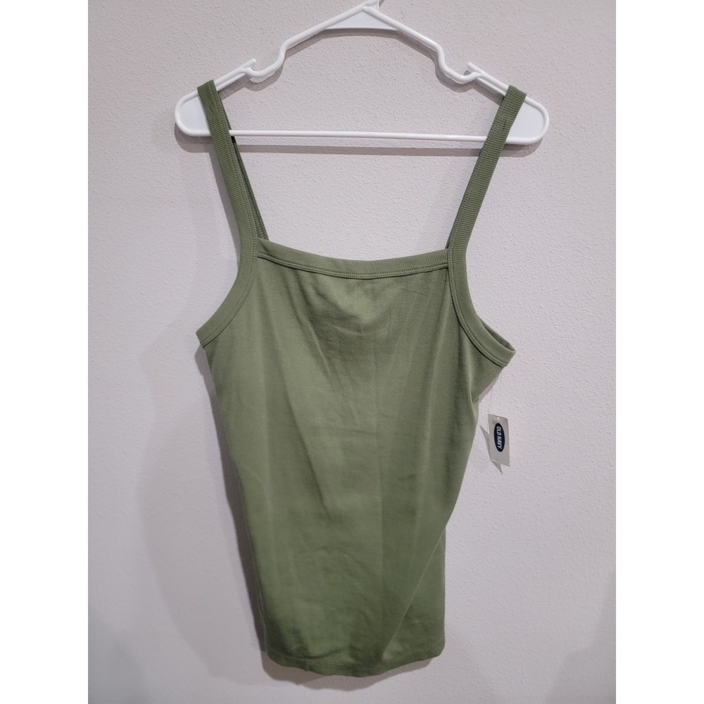 OLD NAVY GREEN RIBBED KNIT TANK TOP SQUARE NECK‎ SLIM FIT XL NWT WOMENS